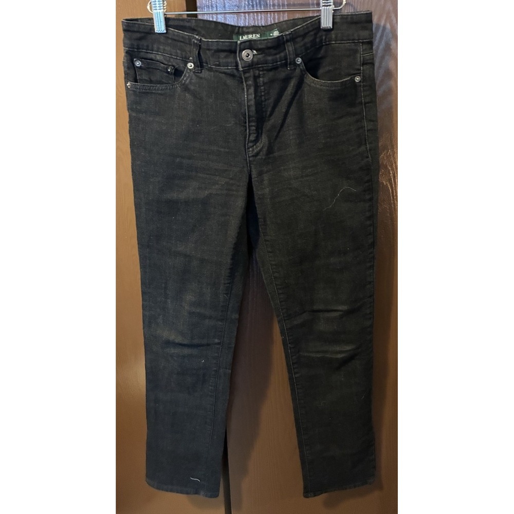 Ralph Lauren LRL Jeans Womens 8 Premier Straight Black Stretch Denim Classic